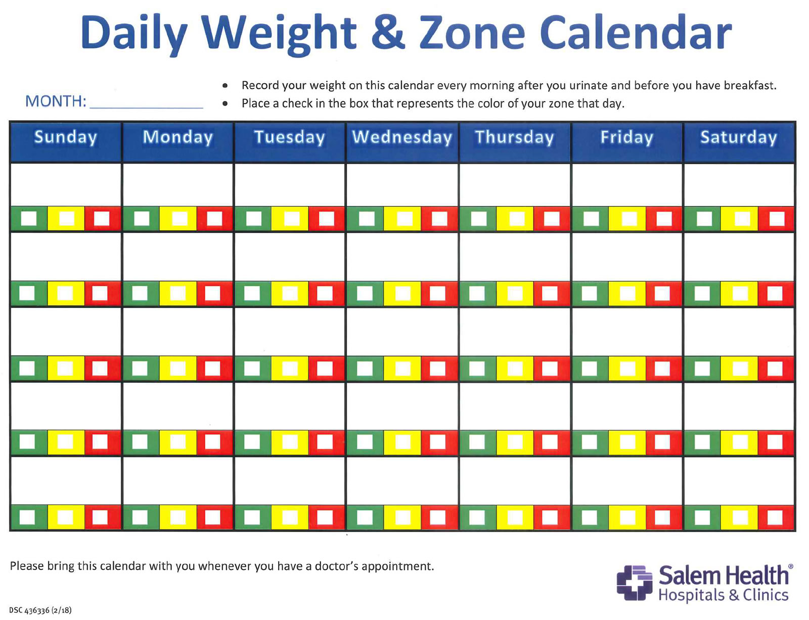 Heart Failure Daily Weight Chart